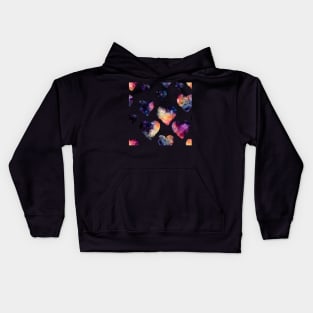 Watercolor Hearts with Colorful Galaxy Kids Hoodie